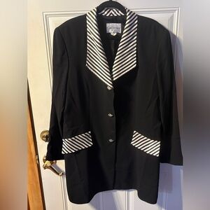 Vintage Caramia Blazer Striped Lapel Made USA Size 16/18 - 80s/90s Power Jacket